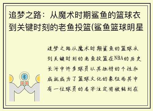 追梦之路：从魔术时期鲨鱼的篮球衣到关键时刻的老鱼投篮(鲨鱼篮球明星)