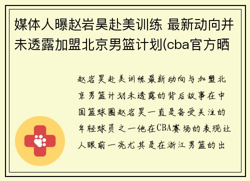 媒体人曝赵岩昊赴美训练 最新动向并未透露加盟北京男篮计划(cba官方晒赵岩昊数据对)