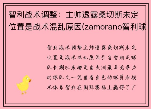 智利战术调整：主帅透露桑切斯未定位置是战术混乱原因(zamorano智利球员)